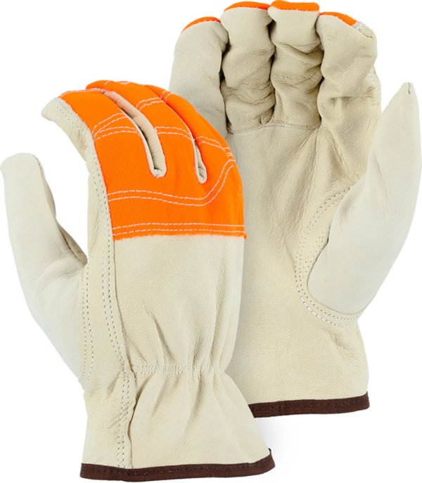 Majestic  Goatskin Drivers Glove with Hi-Viz Cloth Fingers