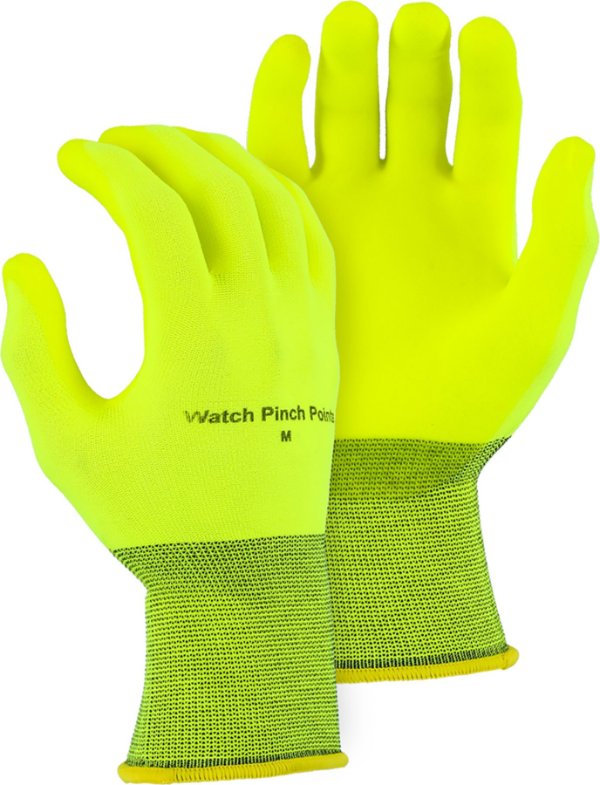 Majestic  Hydropellent Palm Dipped Glove on 13-Gauge Hi-Vis