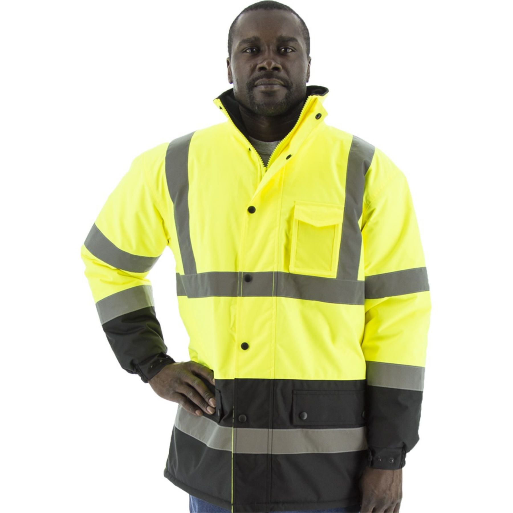 Majestic  Hi-Viz Waterproof Parka with Fleece Lining, ANSI 3