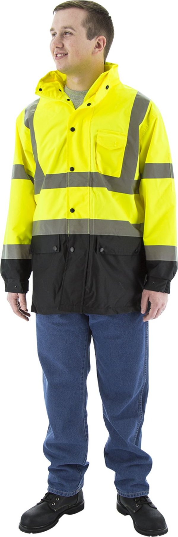 Majestic Hi-Viz Waterproof Rain Jacket w Nylon Liner, ANSI 3