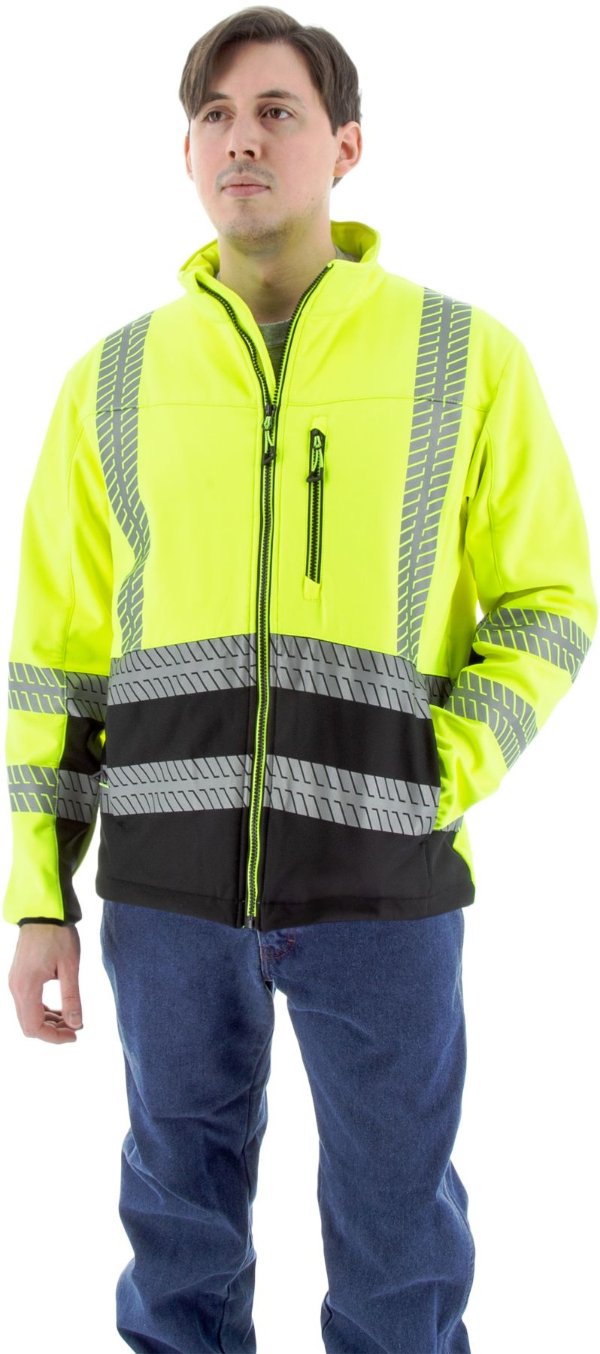 Majestic Hi Vis Water Resistant Softshell Jacket and Liner, Yellow w/Black Bottom ANSI 3, R