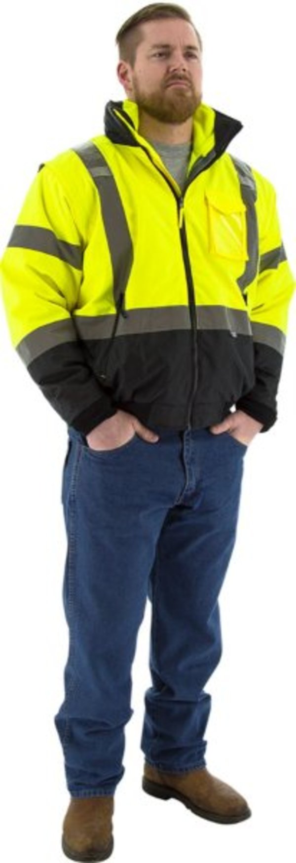Majestic Hi-Viz 8-in-1 Waterproof Jacket w Hi-Viz Liner, ANSI3