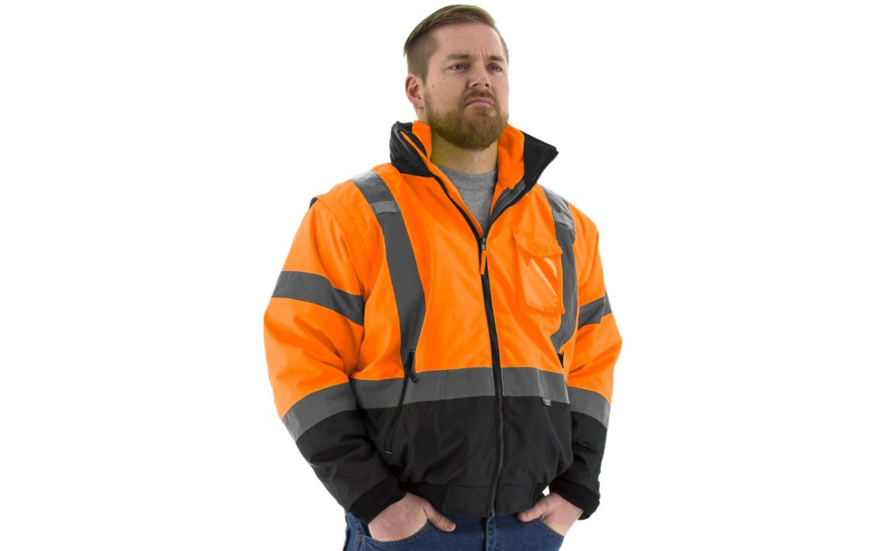 Majestic Hi-Viz 8-in-1 Waterproof Jacket w Hi-Viz Liner, ANSI 3