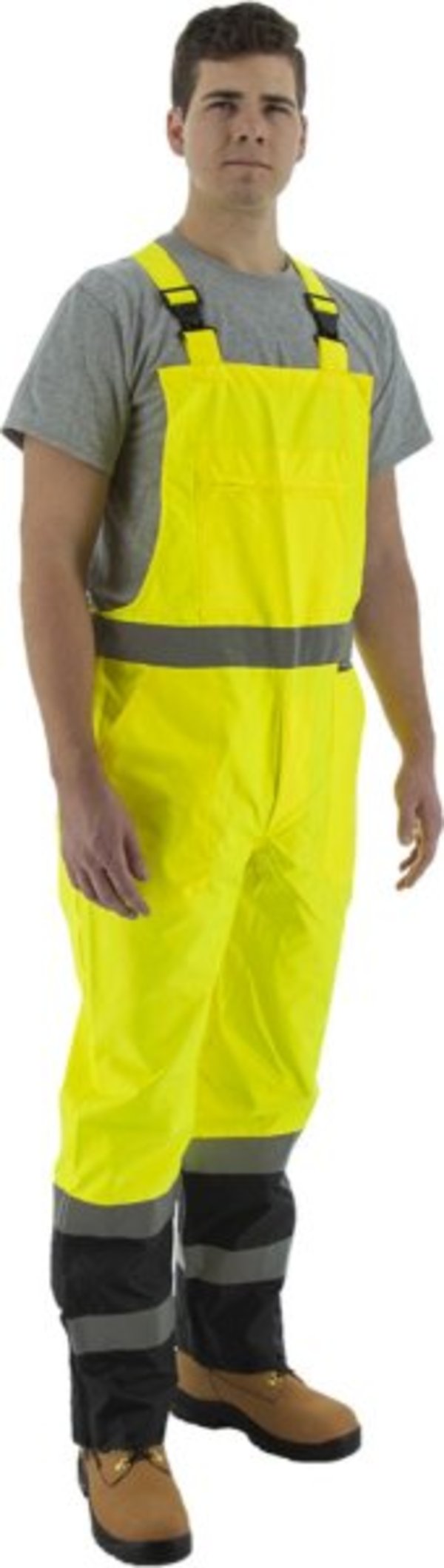 Majestic  Hi-Viz Black Bottom Waterproof Bib Overall, ANSI E