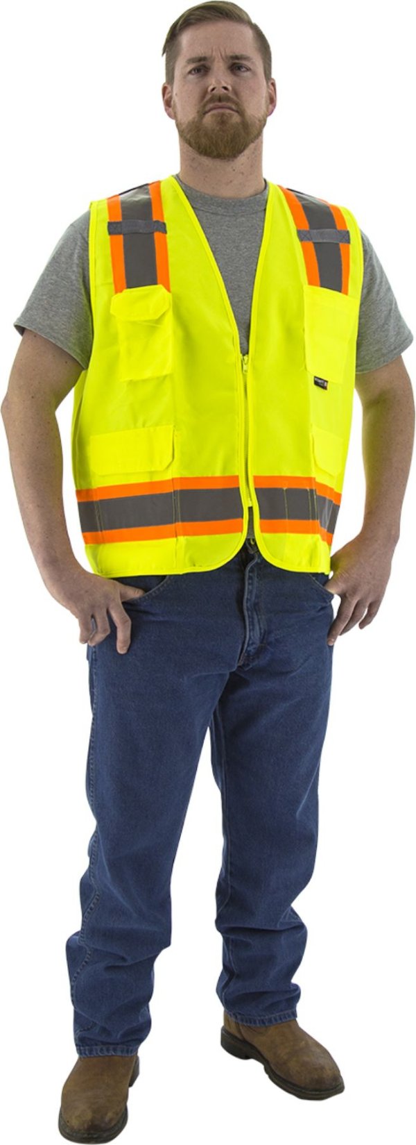 Majestic  Hi-Viz Surveyors Vest w DOT Striping, ANSI 2
