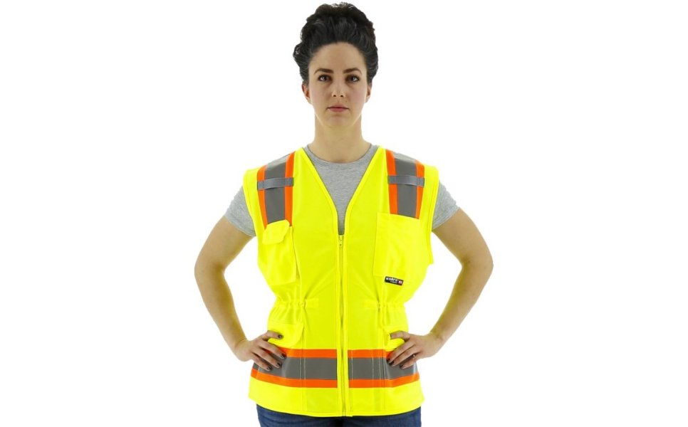 Majestic Hi-Viz Surveyors Women's Vest w DOT Striping, ANSI 2
