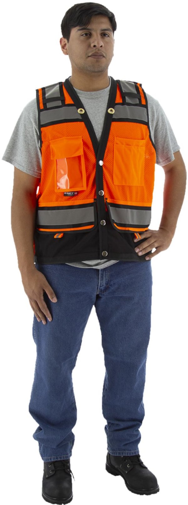 Majestic Hi Viz Heavy Duty Surveyor's Vest with Contrasting Stripes, ANSI 2