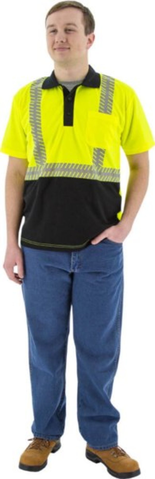 Majestic Hi-Viz Polo with Reflective Chainsaw Striping, ANSI 2