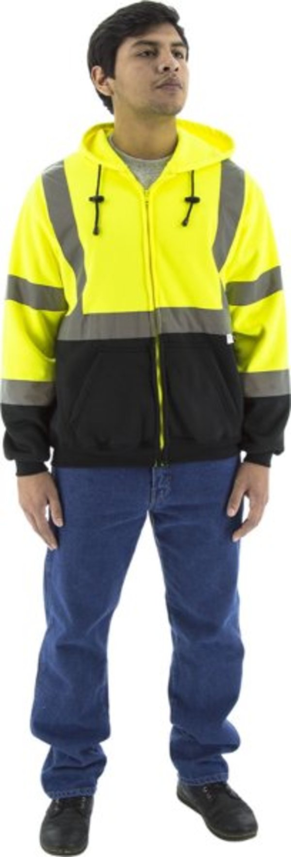 Majestic Hi-Viz Hooded Sweatshirt with Zipper Closure, ANSI 3