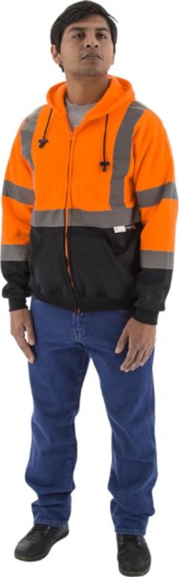 Majestic Hi-Viz Hooded Sweatshirt with Zipper Closure, ANSI 3