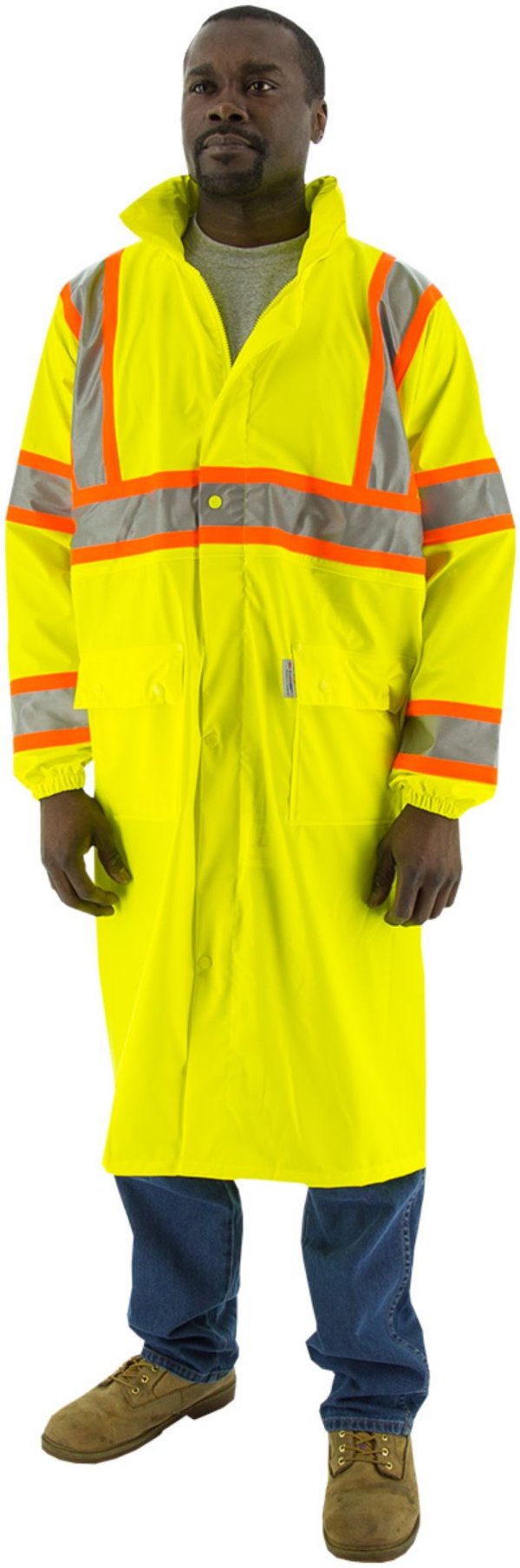Majestic Hi-Viz Waterproof Rain Coat with DOT Striping, ANSI 3