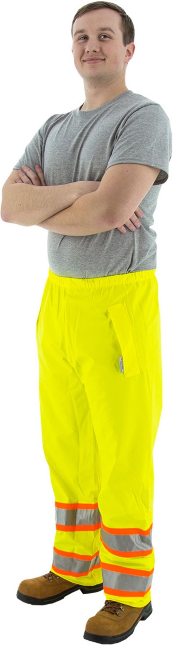 Majestic Hi-Viz Waterproof Rain Pants w DOT Striping, ANSI E