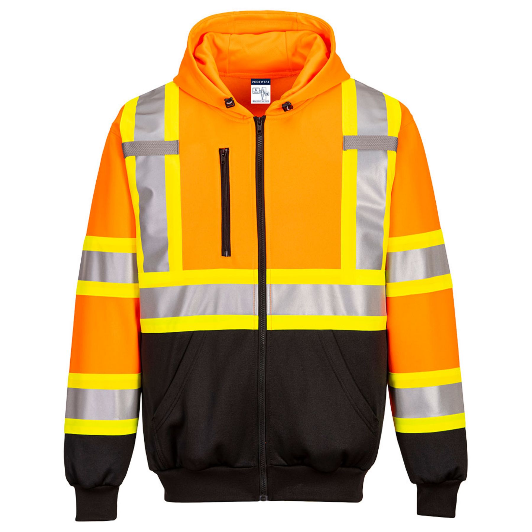 Portwest  Hi-Vis X Back Contrast Tape Zipped Hoodie