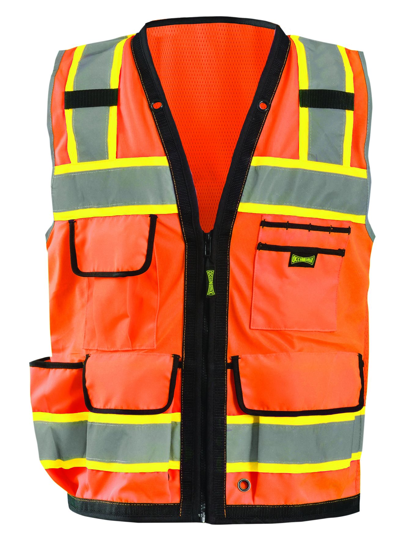 Occunomix SOLID/MESH HEAVY DUTY TWO-TONE SURVEYOR VEST w/ZIPPER