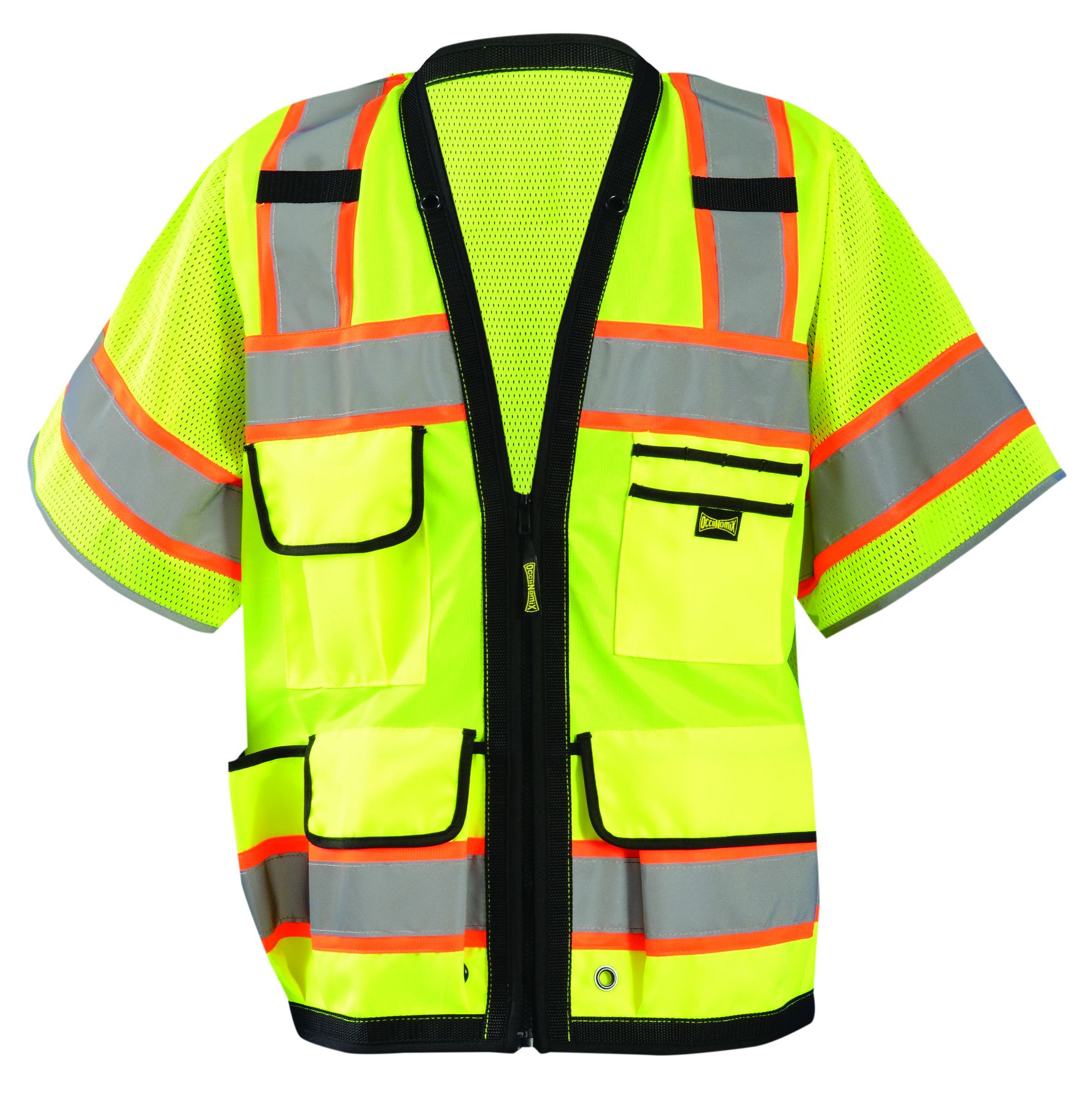 Occunomix SOLID/MESH HEAVY DUTY TWO-TONE SURVEYOR VEST w/ZIPPER
