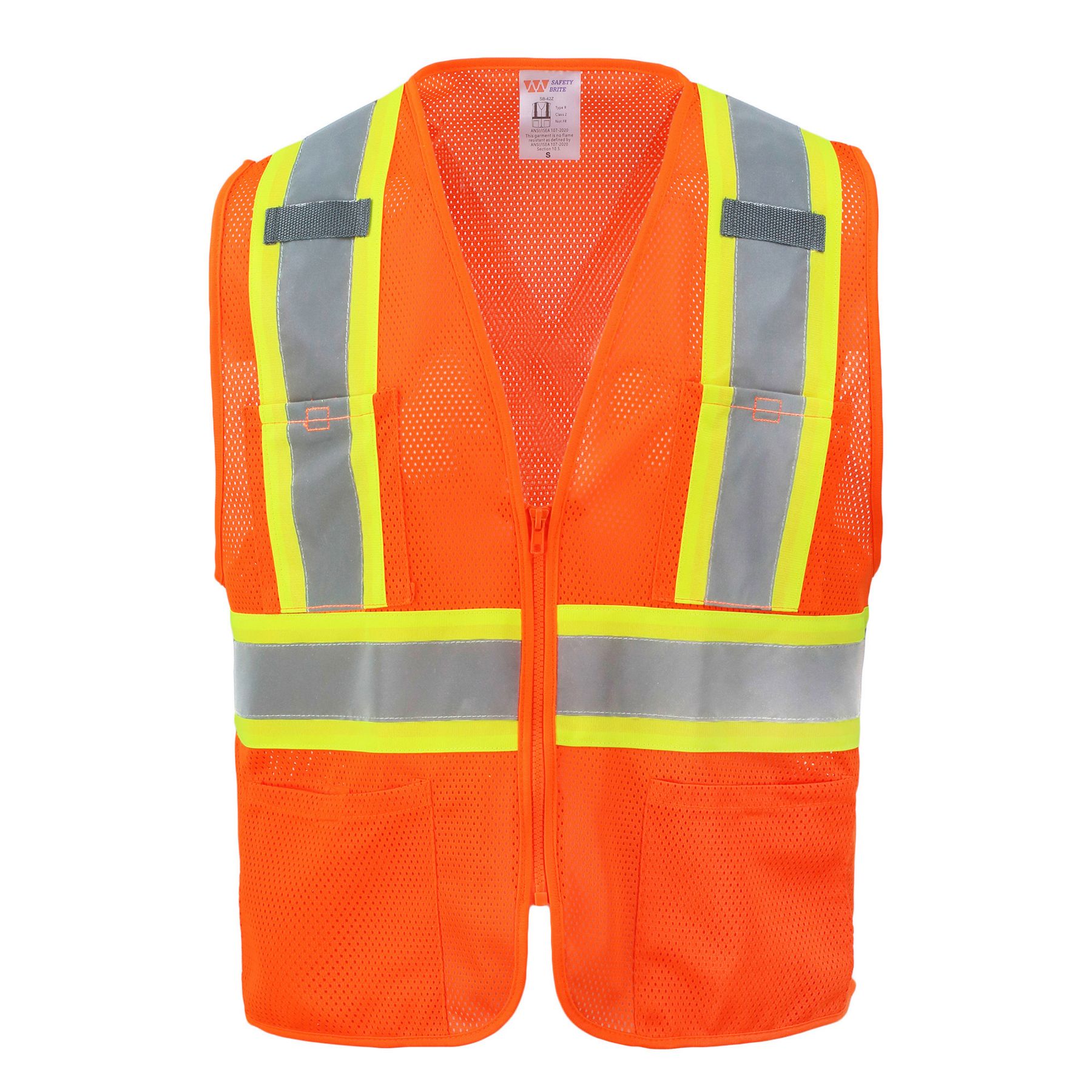 Safety Brite  Class 2 Multi-Pocket Two Tone Mesh Vest