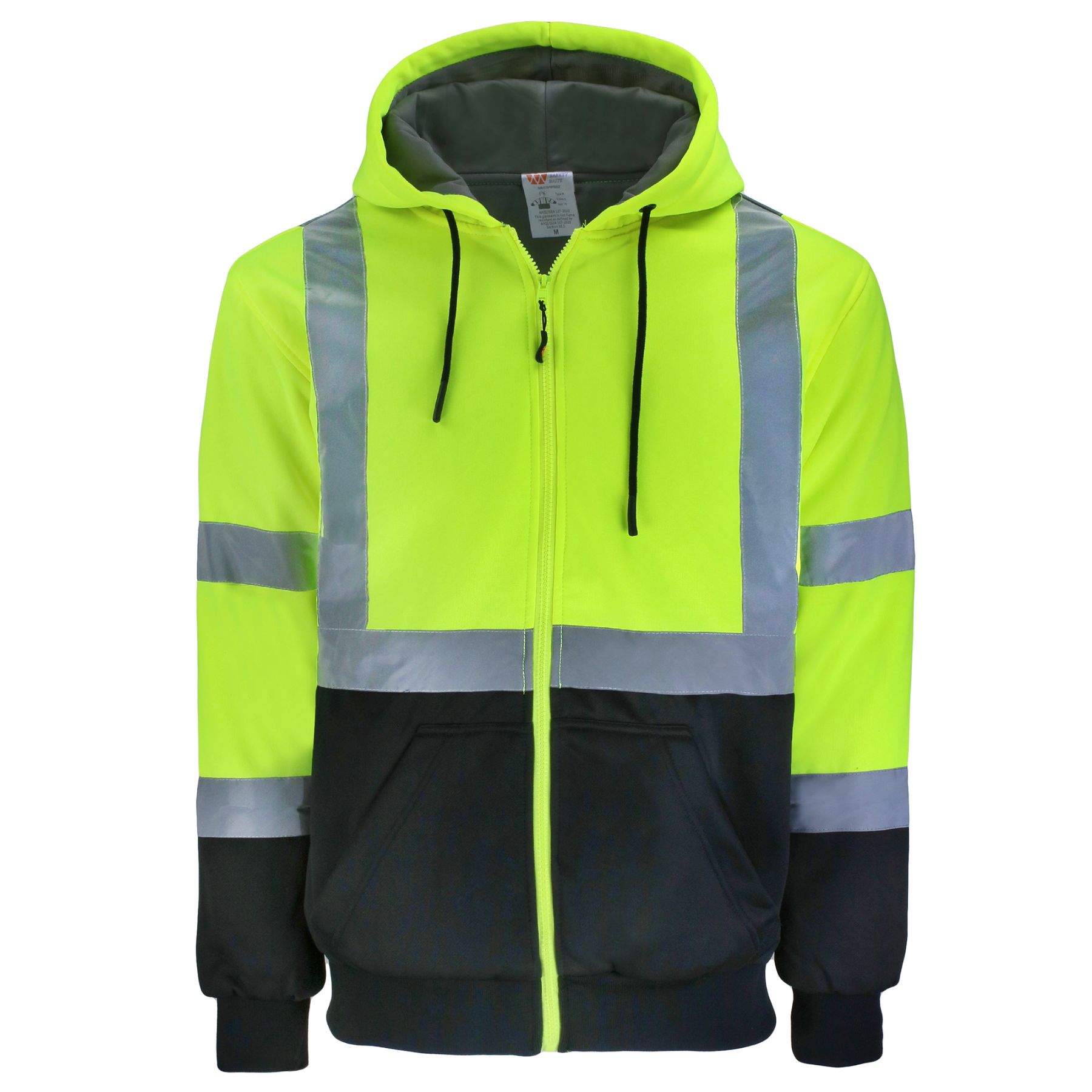 Safety Brite Class 3 Hi Vis Full Zip Heavy Weight Sweatshirt with Black Bottom