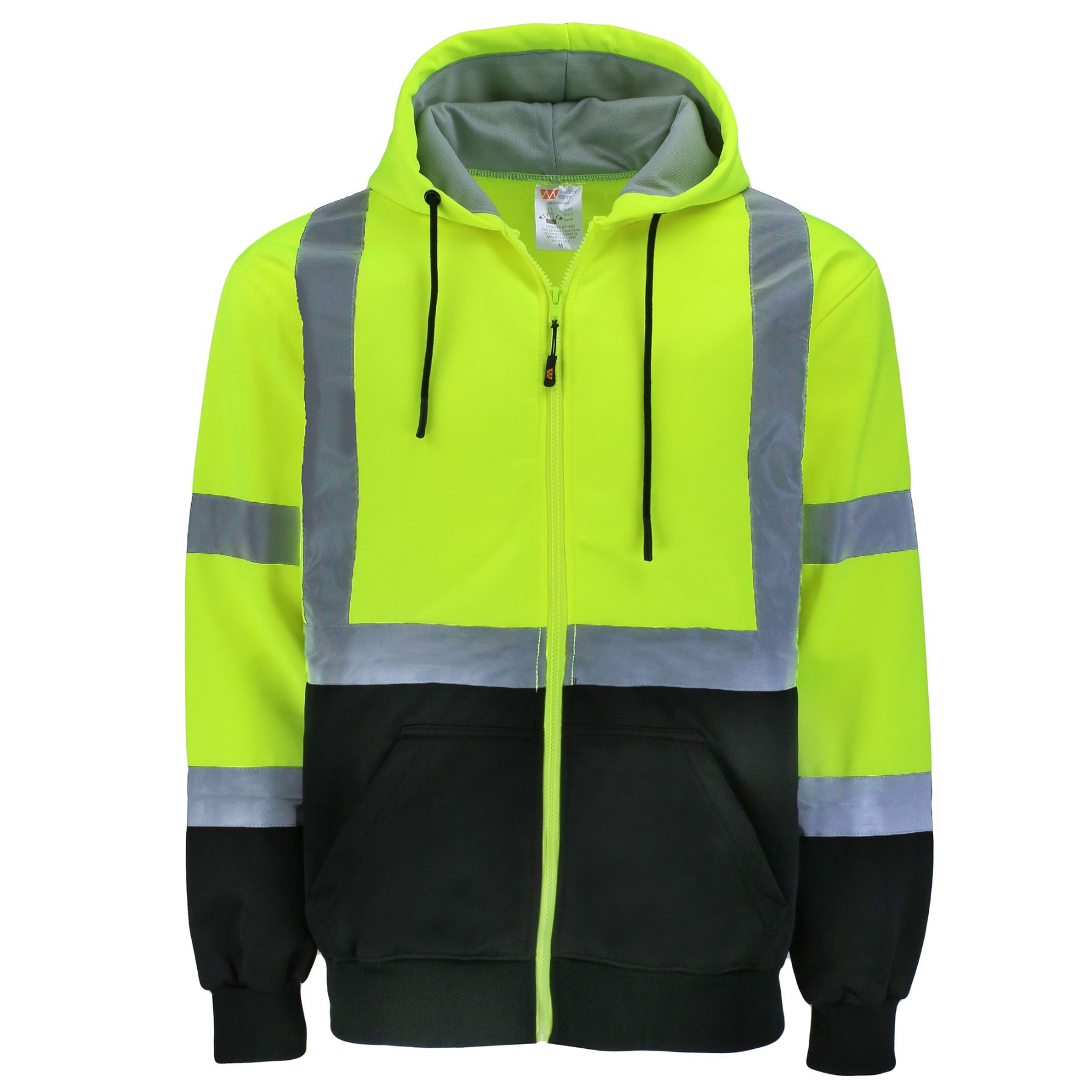 Safety Brite Class 3 Hi Vis Full Zip Sweatshirt with Black Bottom