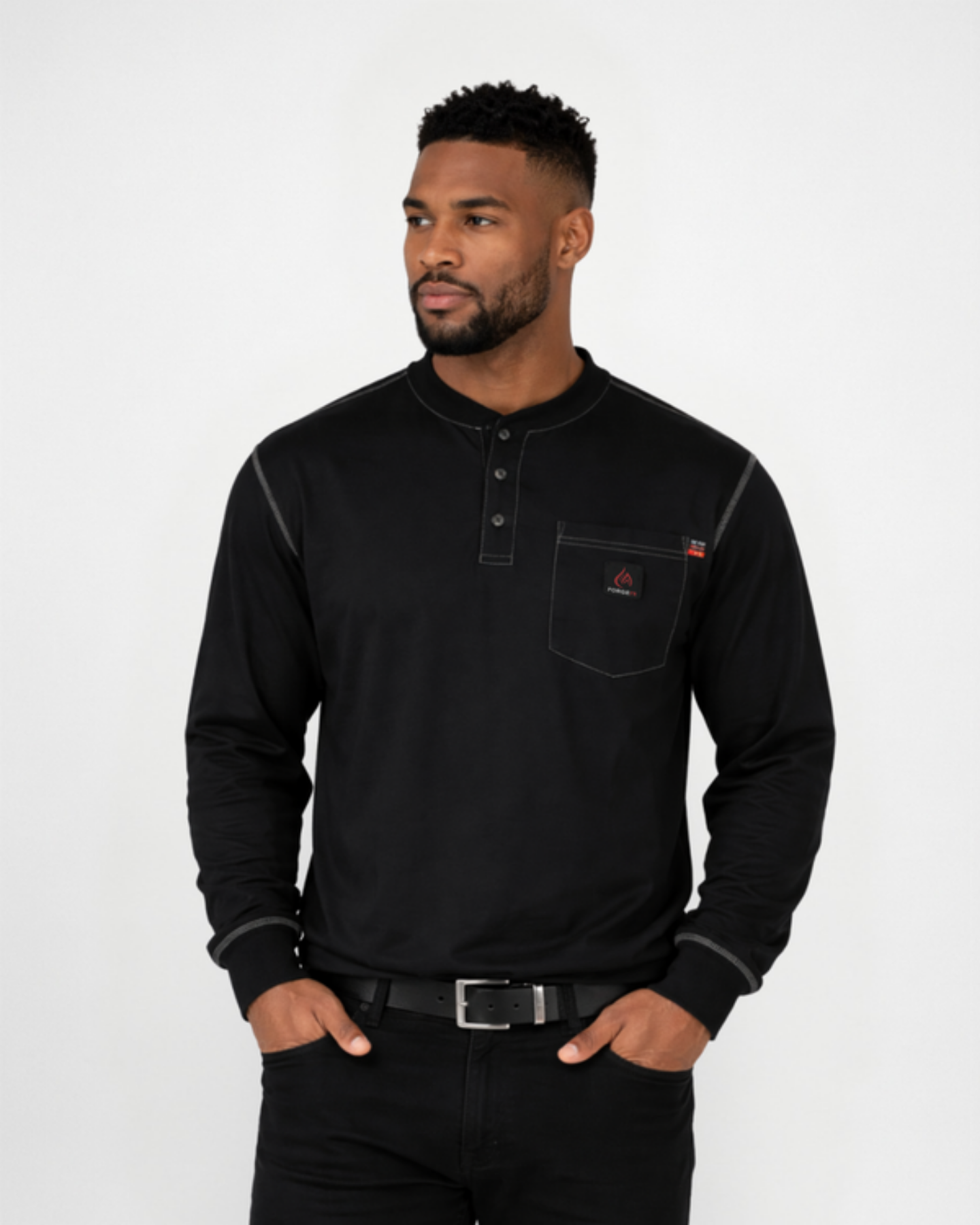 Forge FR  MEN'S FR CONTRAST STITCH  HENLEY - LIGHT WEIGHT