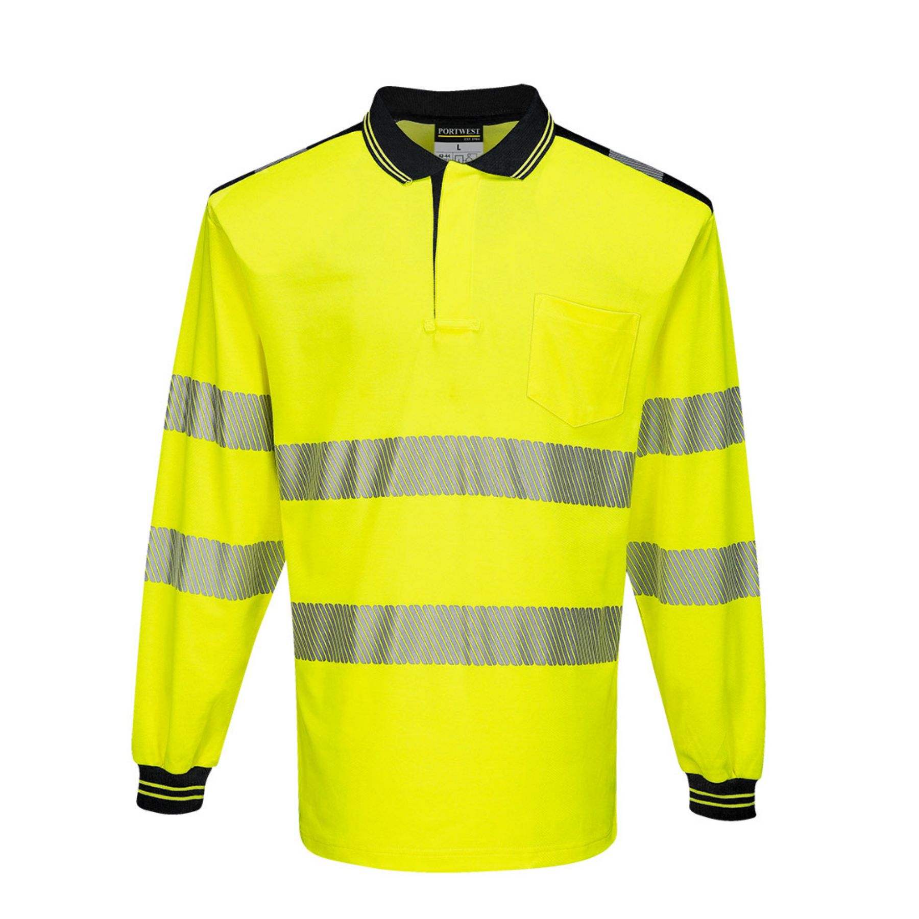 Portwest  PW3 Hi-Vis Long Sleeve Polo Shirt