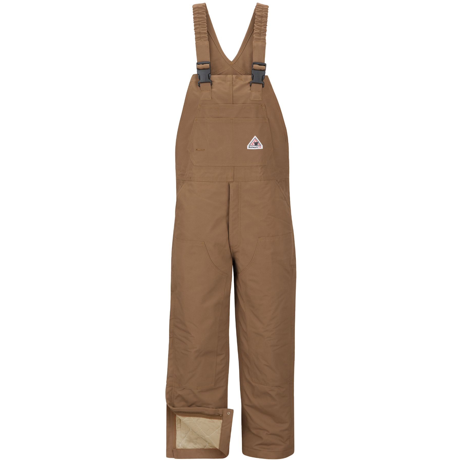 Bulwark® Men's Heavyweight FR Insulated Brown Duck Bib Overall with Knee Zip