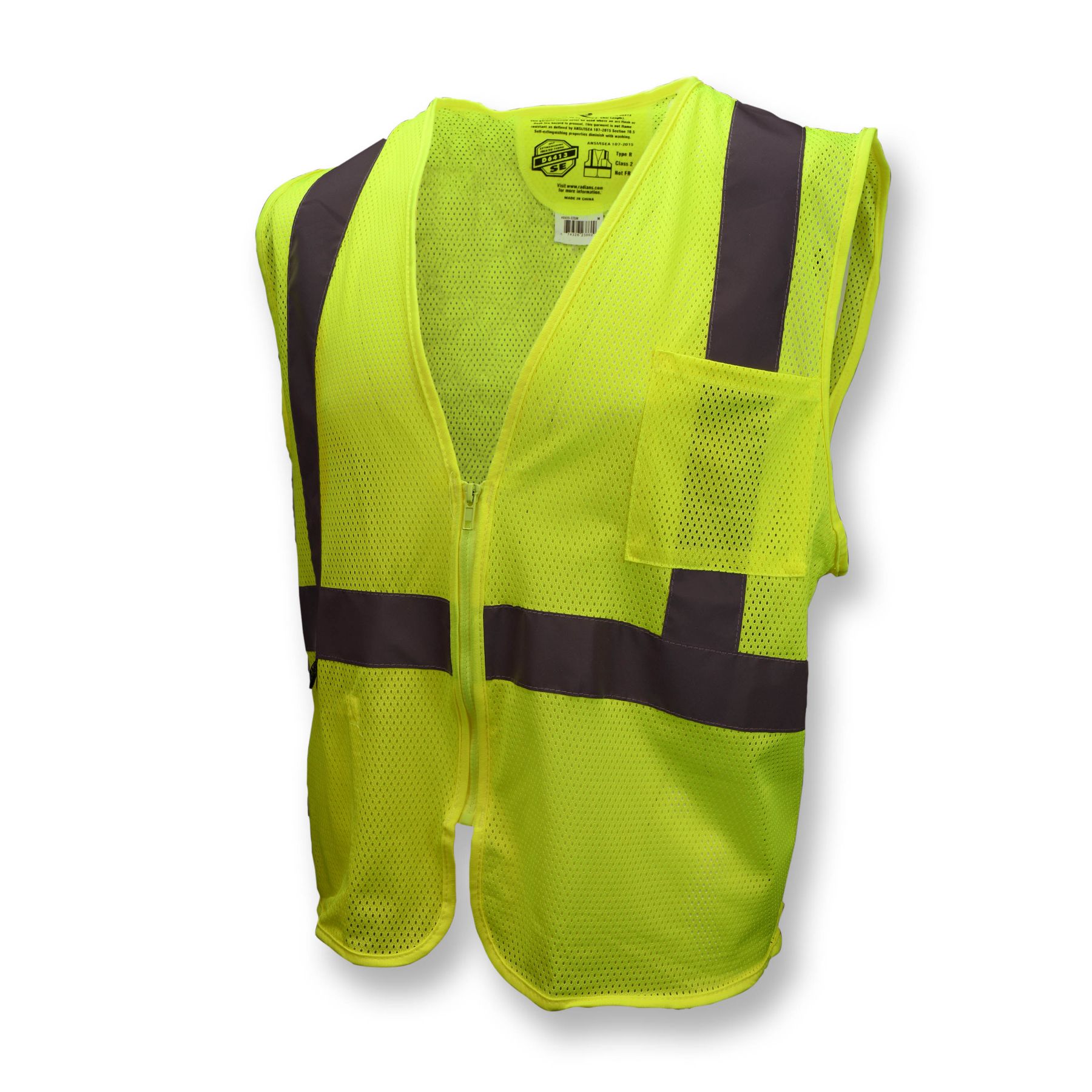 Radians Economy Class 2 Self-Extinguishing Mesh Safety Vest with Zipper